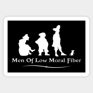 Men of Low Moral Fiber (white on black) Sticker